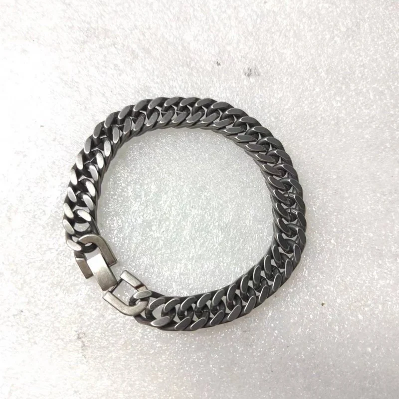 Pulsera Cubana Vintage para Hombre Acero Titanio Hip Hop Europeo Sencilla Versátil Alta Calidad Personalidad Joyería Masculina