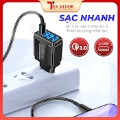 Củ Sạc Nhanh 4 Cổng, Củ Sạc Nhanh Qc 3.0 Cho Điện Thoại Di Động, Cs4C