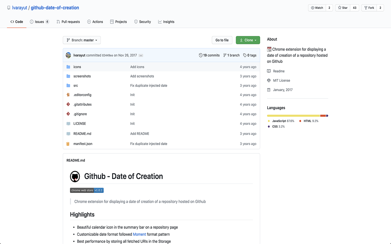 Github - Date of creation Preview image 0