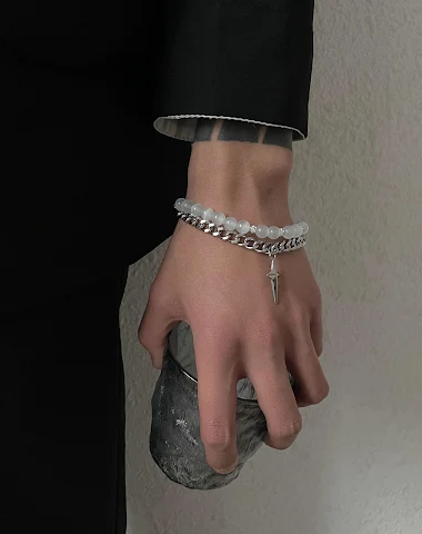 Bracelet double couche avec croix e - 3