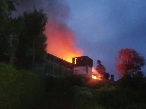 A fire at Senior Chief Koinange Girls school, Tuesday September 4, 2018. /COURTESY