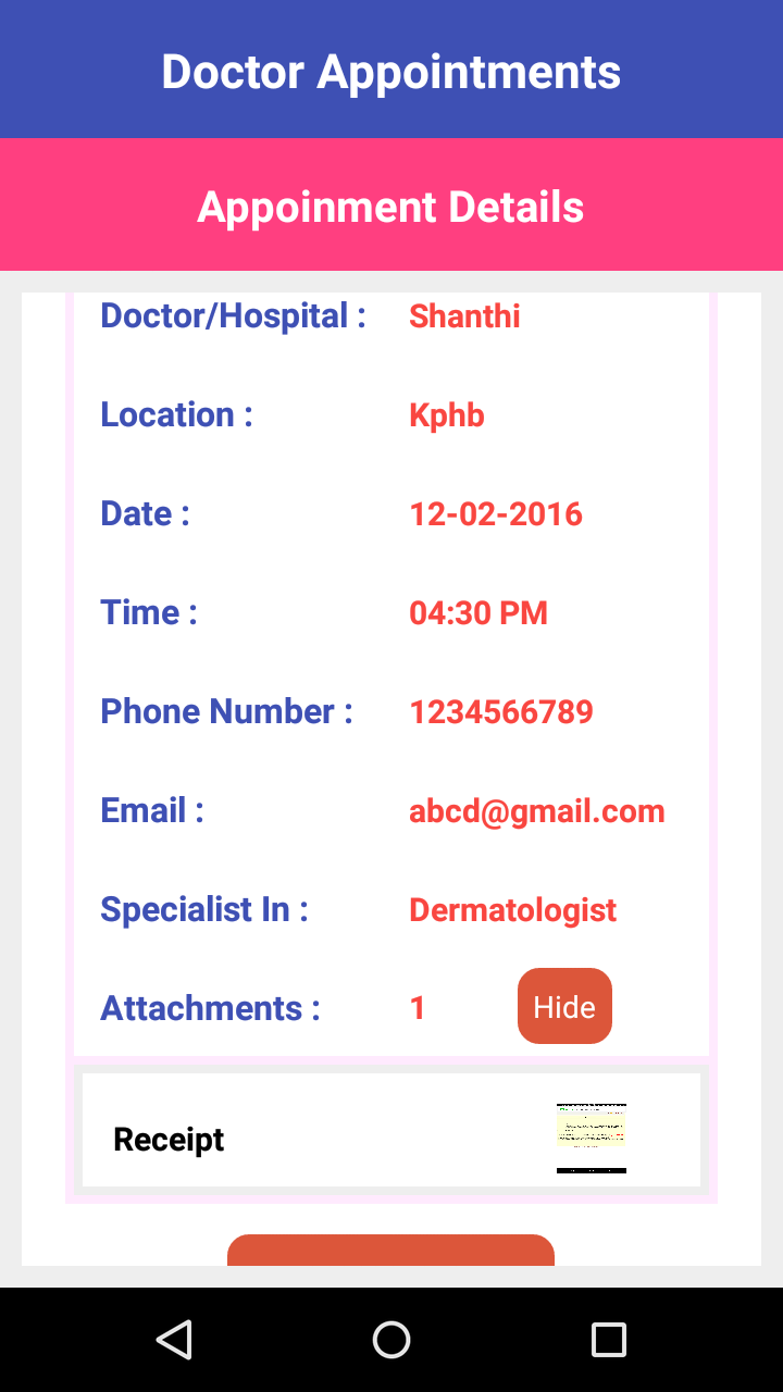 Organizing Doctor Appointments Screen 1