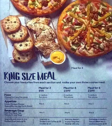 Pizza Hut menu 