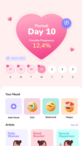 Screenshot My Period Tracker Calendar