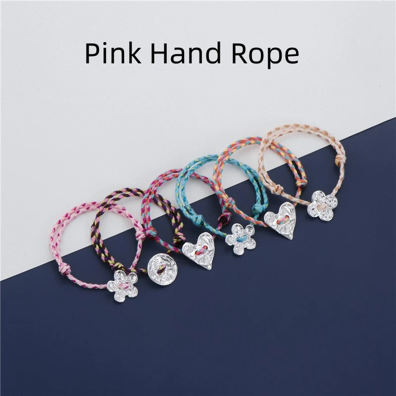 Bracelet en argent sterling avec texture de visage, amour, corde à la main. Un cadeau significatif pour exprimer vos sentiments. Exprimez votre amour.