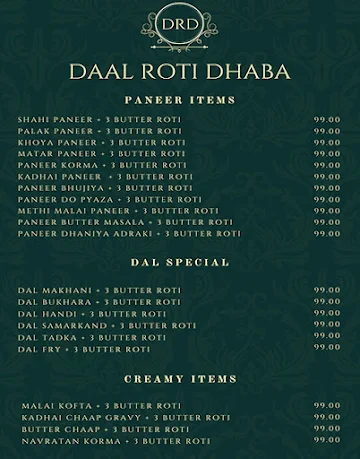 Dal Roti Dhaba menu 