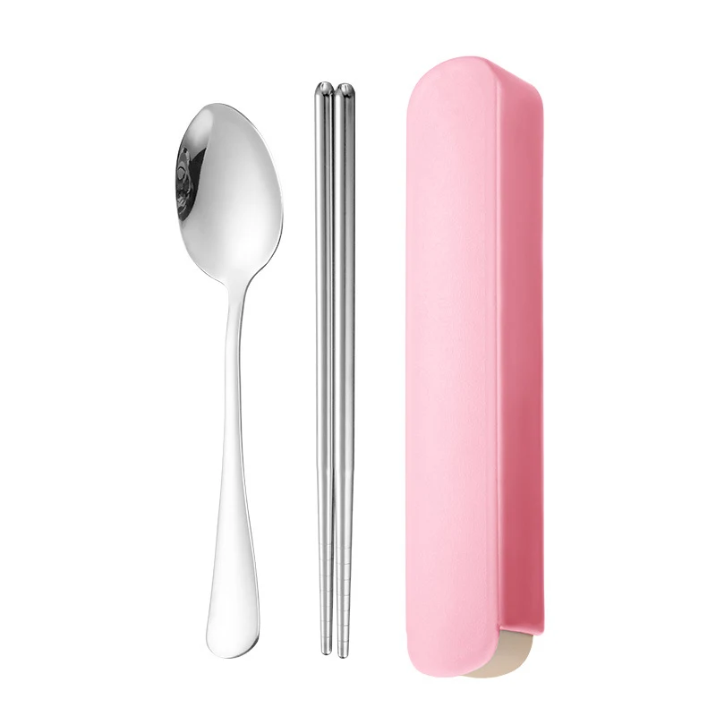 Juego de cubiertos de acero inoxidable tenedor cuchara y palillos ideal para comer saludable y duradero, perfecto para el hogar y viajes.
