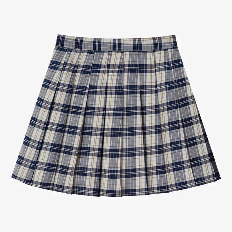 Damen A-Linien Rock mit Halbplaid-Muster und Falten, vielseitig einsetzbar für stilvolle Outfits, ideal für Freizeit und Beruf.