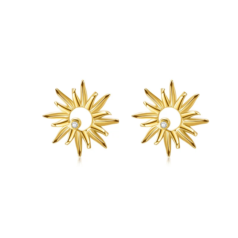 Stereo Zonnebloem Oorstekers Titanium Staal, stijlvol en duurzaam. Comfortabele oorbellen voor dagelijks gebruik. Voeg een vleugje elegantie toe aan je look.