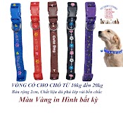 Vòng Cổ Cho Chó Mèo Từ 10Kg Đến 20Kg Bản Rộng 2Cm In Hình Bất Kỳ Chất Liệu Dù Phủ Lớp Vải Bền Chắc, Dễ Chịu Khi Đeo