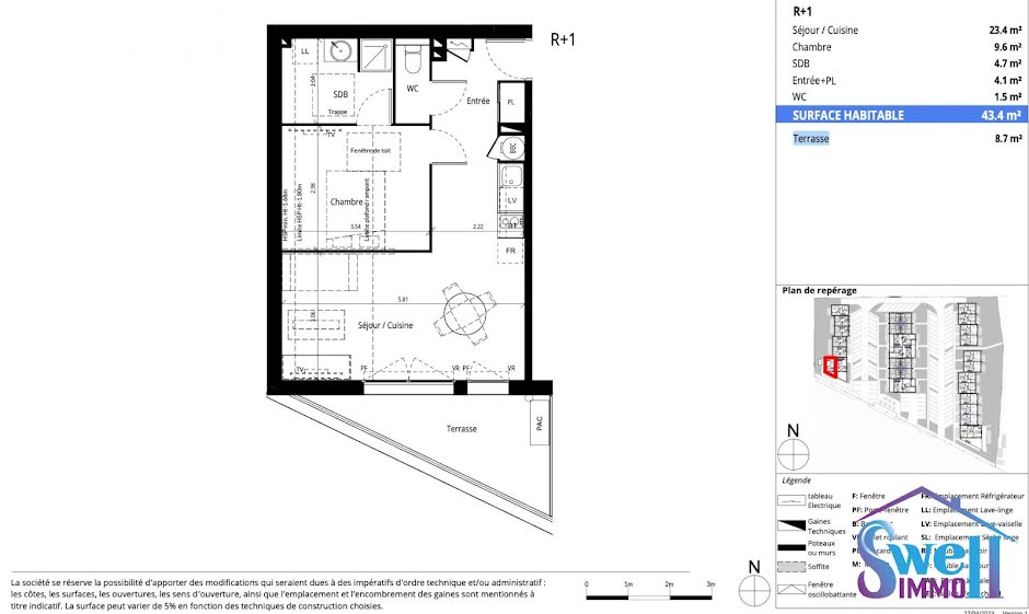 Vente appartement 2 pièces 45 m² à Messanges (40660), 232 000 €