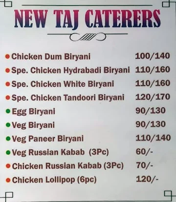 New Taj Caterers menu 