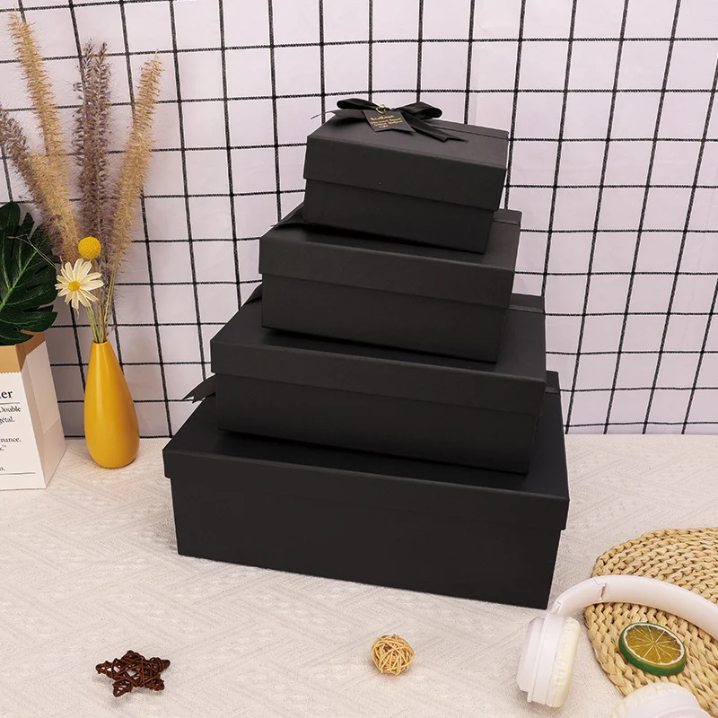 Coffret cadeau nœud noir avec couvercle 