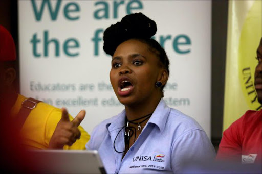 Unisa SRC President, Zandile Sodladla. Picture: THULI DLAMINI