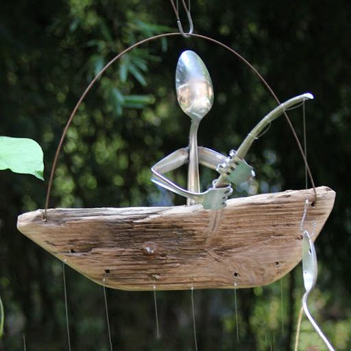 Title 5, Angler Wind Bell Wooden Boat Fishing Spoon Head...
