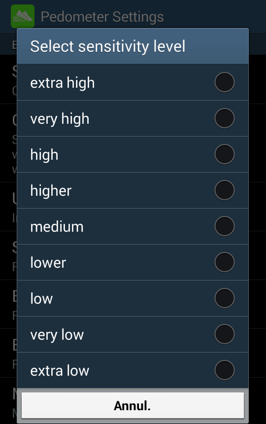   contador de passos e calorias– captura de ecrã 