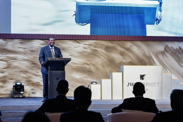 Prime Cabinet Secretary Musalia Mudavadi speaking during the opening of the JW Marriott Nairobi on March 26, 2024