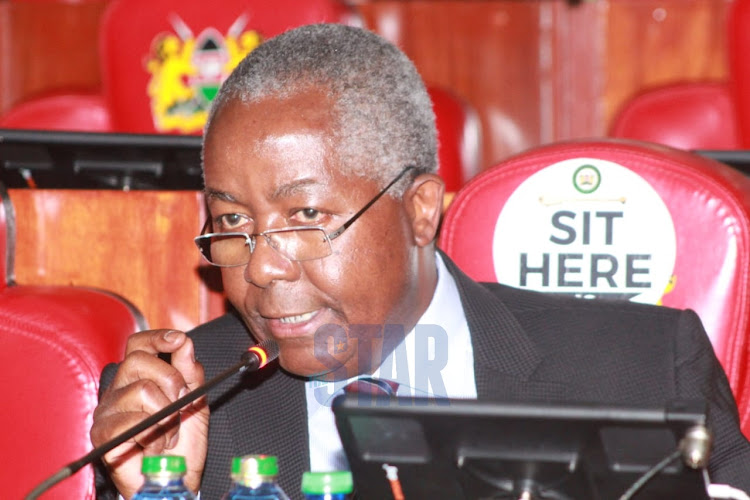 Kemsa board chairman Kembi Gitura when he appeared in Parliament over Covid-19 funds queries on August 27, 2020.