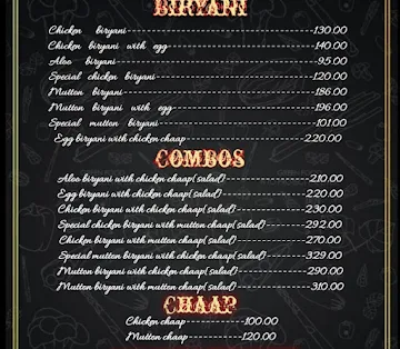 Dada Haji Super Biryani menu 