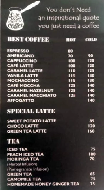 Chosen Cafe menu 