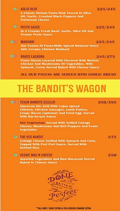 2 Bandits Lounge & Bar menu 