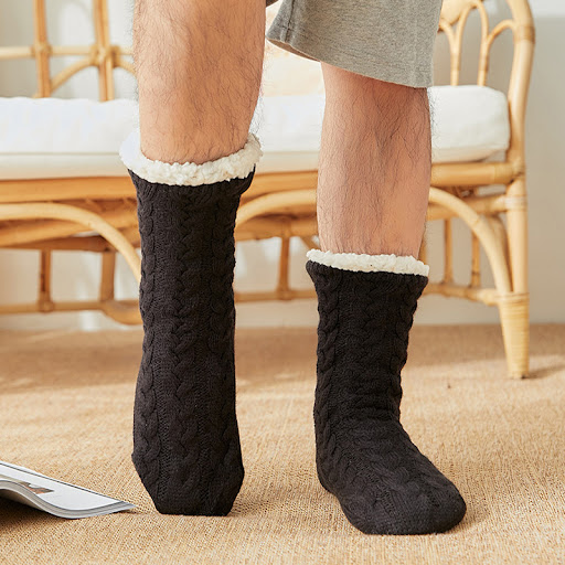 Title 1, Mens Floor Socks Knitted Fleece Non-slip, keep...