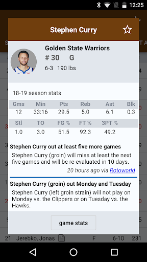 Screenshot Sports Alerts - NBA edition