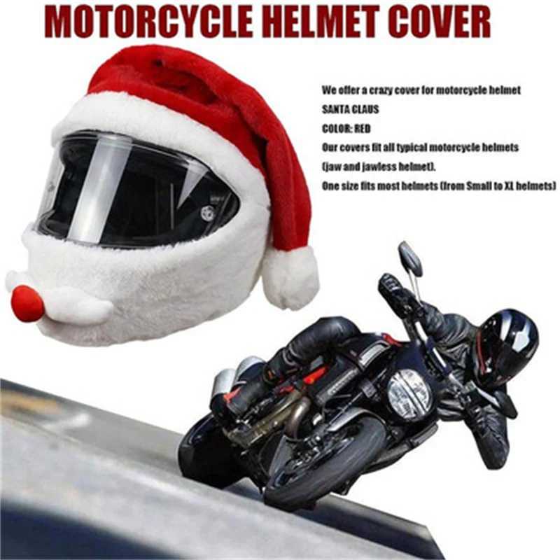 Divertente Copricapo per Casco da Moto di Babbo Natale per Esterni Proteggi e decora il tuo casco con un tocco festoso e umoristico, perfetto per Natale.