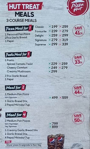 Pizza Hut menu 