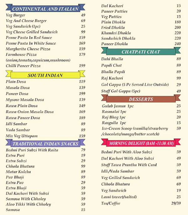 Krishna Sweets and Snacks menu 