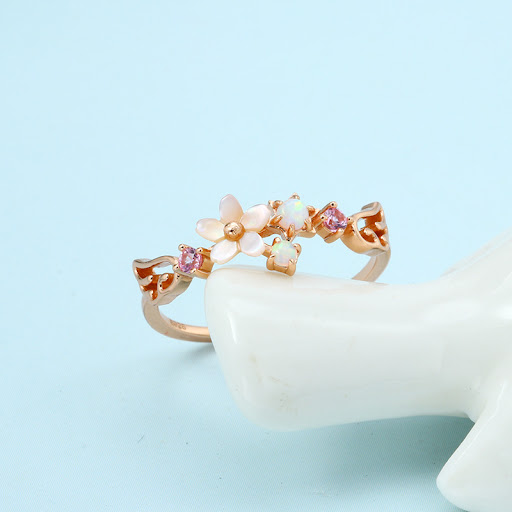 Title 2, Bague Fleur dOpale en Forme de Coquillage, Élé...