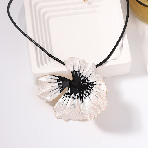 Title 7, Vintage Dripping Enamel Large Flower Necklace S...