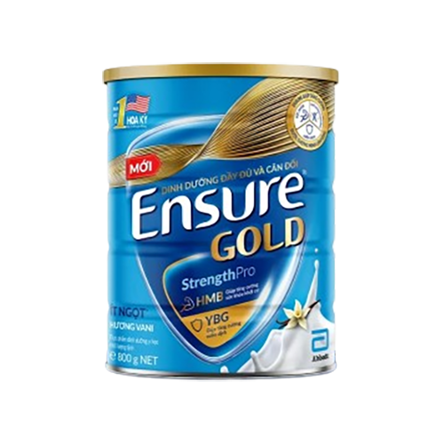 Hộp Ensure Gold Vani ít ngọt 800g tặng 2 Gói dùng thử bất kì 60,6g/gói