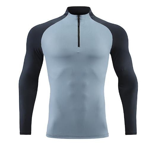 Title 5, Mock Neck Half-zip Solid Color Gym Suit for com...