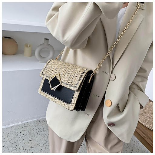 Title 4, Straw texture PU female bag for everyday use, l...