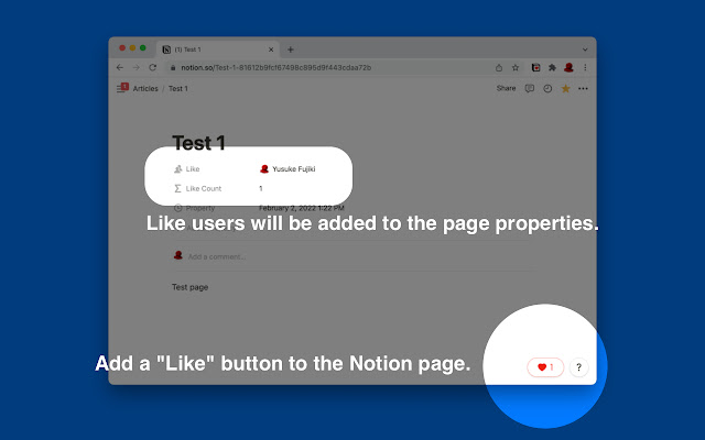 Notion Like Button chrome extension