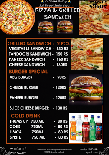 Pizza & Grilled Sandwich menu 