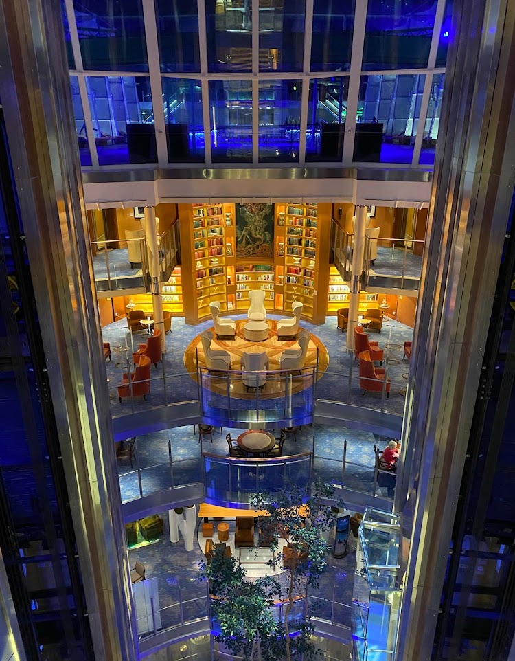 A shot of the Library on deck 10 of Celebrity Equinox, and adjoining decks. 