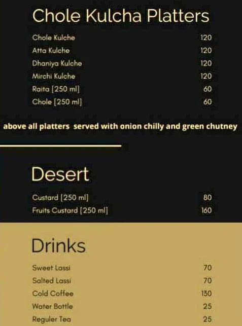 Delhi 6 Chole Kulche menu 