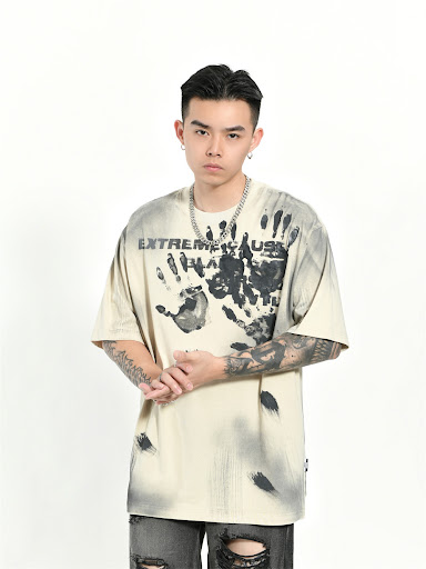 Title 4, Mens Palm Print Short-sleeved T-shirt. Comfort...