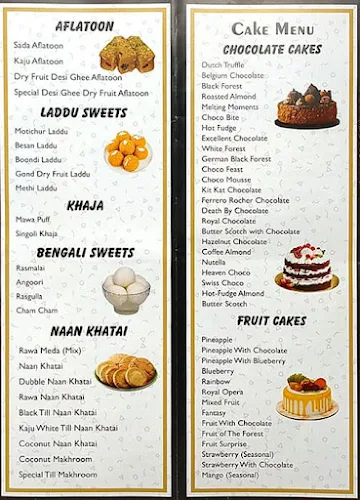 Sahara Sweets Cakes N More menu 