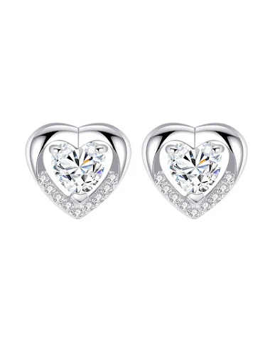Boucles d'oreilles cœur en argent S - 1