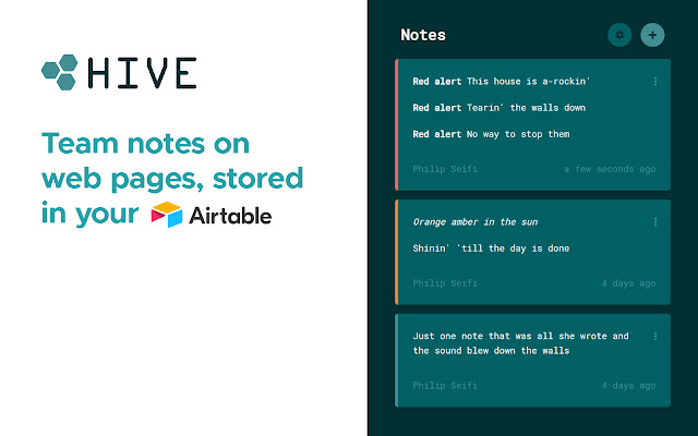 Hive Notes chrome extension