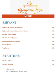 Biryani Trip - Destination Hyderabad menu 1