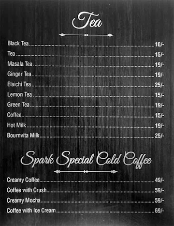 Cafe Spark menu 
