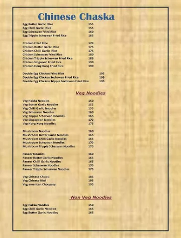 Chinese Chaska menu 