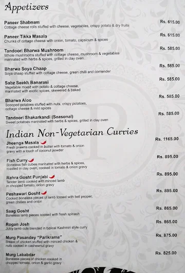 Parikrama - The Revolving Restaurant menu 