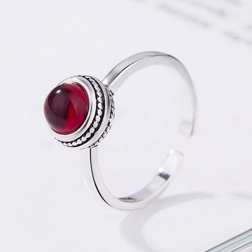 Title 5, Red Agate Silver Plated Ring for Women, a stunn...