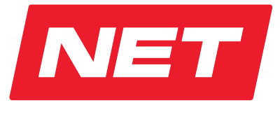 New Net Driven tall red and white logo