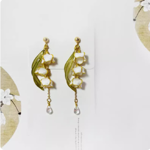 Title 4, Fashionable Long Sterling Silver Earrings, elev...